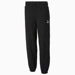 PUMA Joggers Womens XL Relaxed Fit Tapered Leg Soft Cotton Solid Black